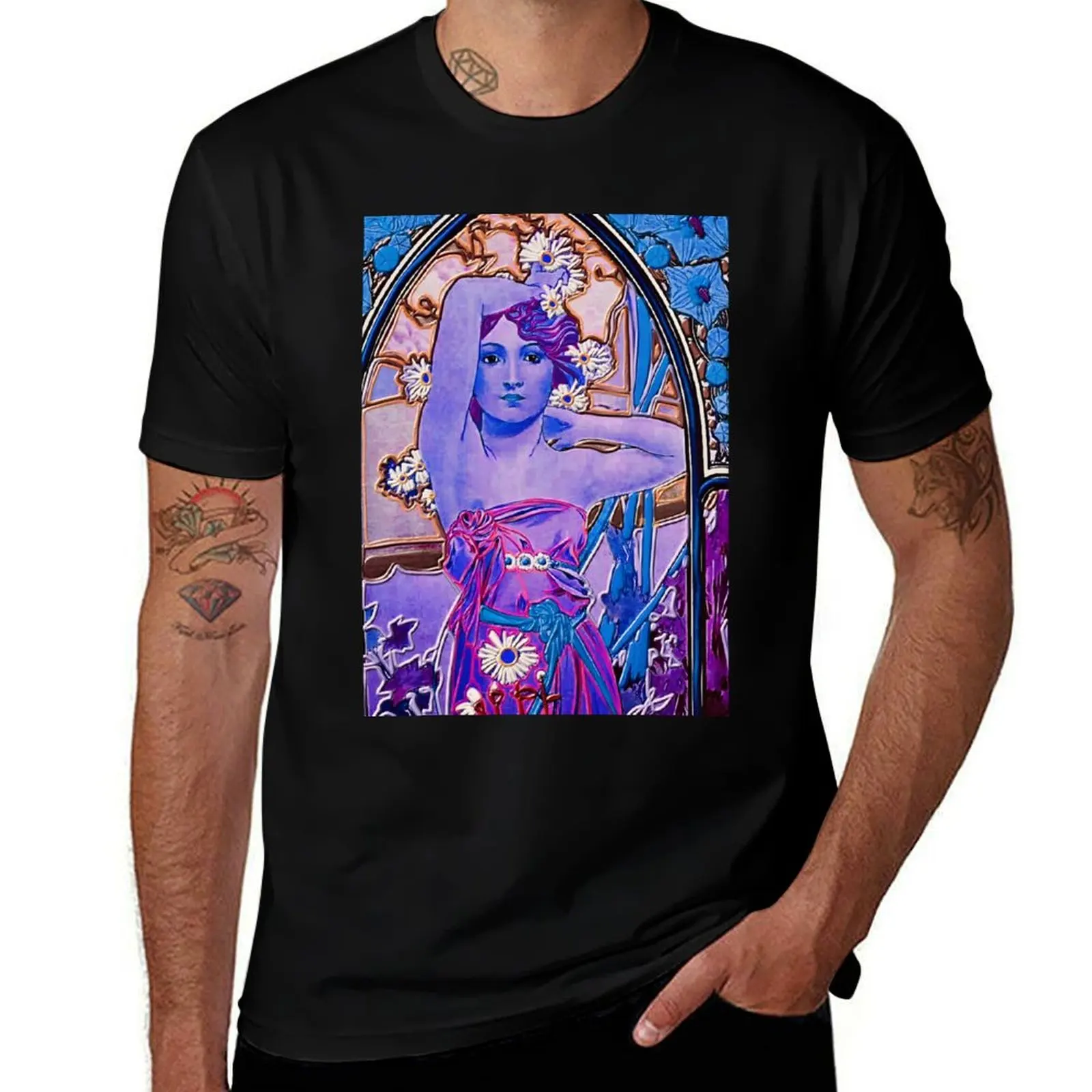 

Fresh faces. Lilac lady (Alphonse Mucha) T-Shirt boys animal print luxury designer blue lock t shirts for men pack