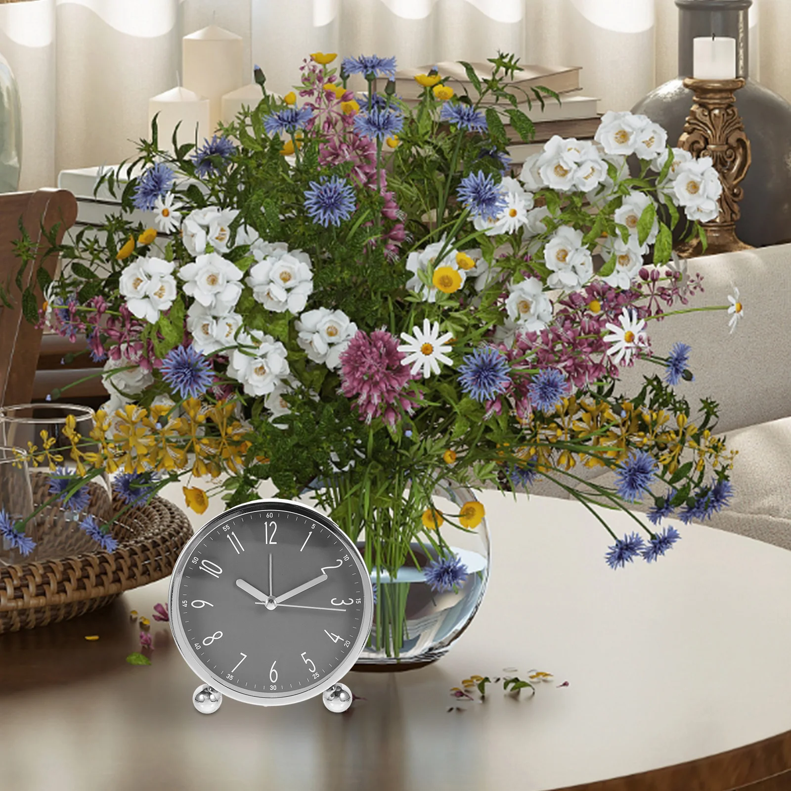 1 قطعة منبه إلكتروني سطح المكتب تصميم بسيط على مدار الساعة بجانب السرير عملية صامتة سهلة الإعداد هدية تزيين الذهب الوردي للأطفال