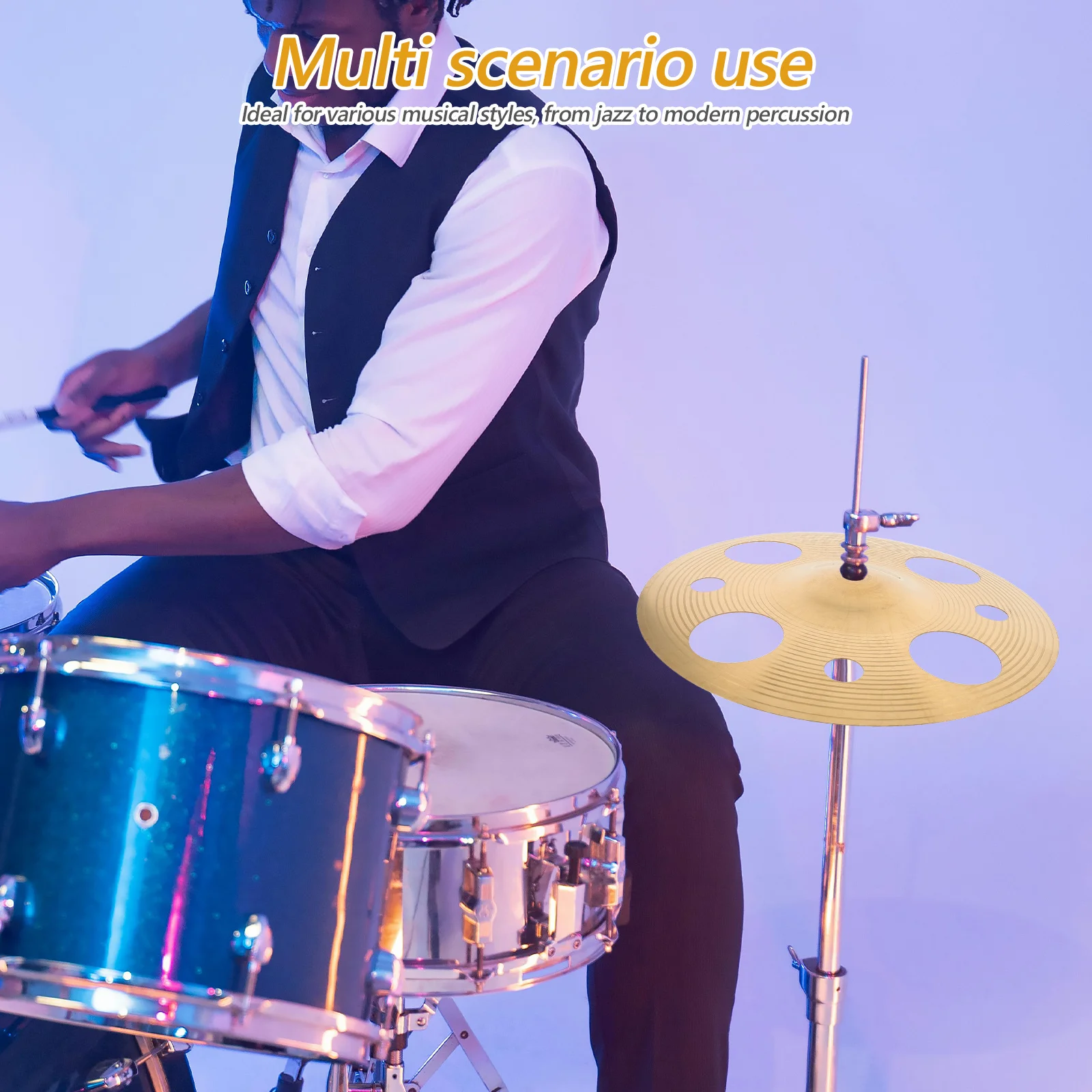 

9.82 Inch Alloy Cymbal Distinctive Hole Structure Crisp Bright Tone Ideal Jazz Modern Percussion Water Effect Portable