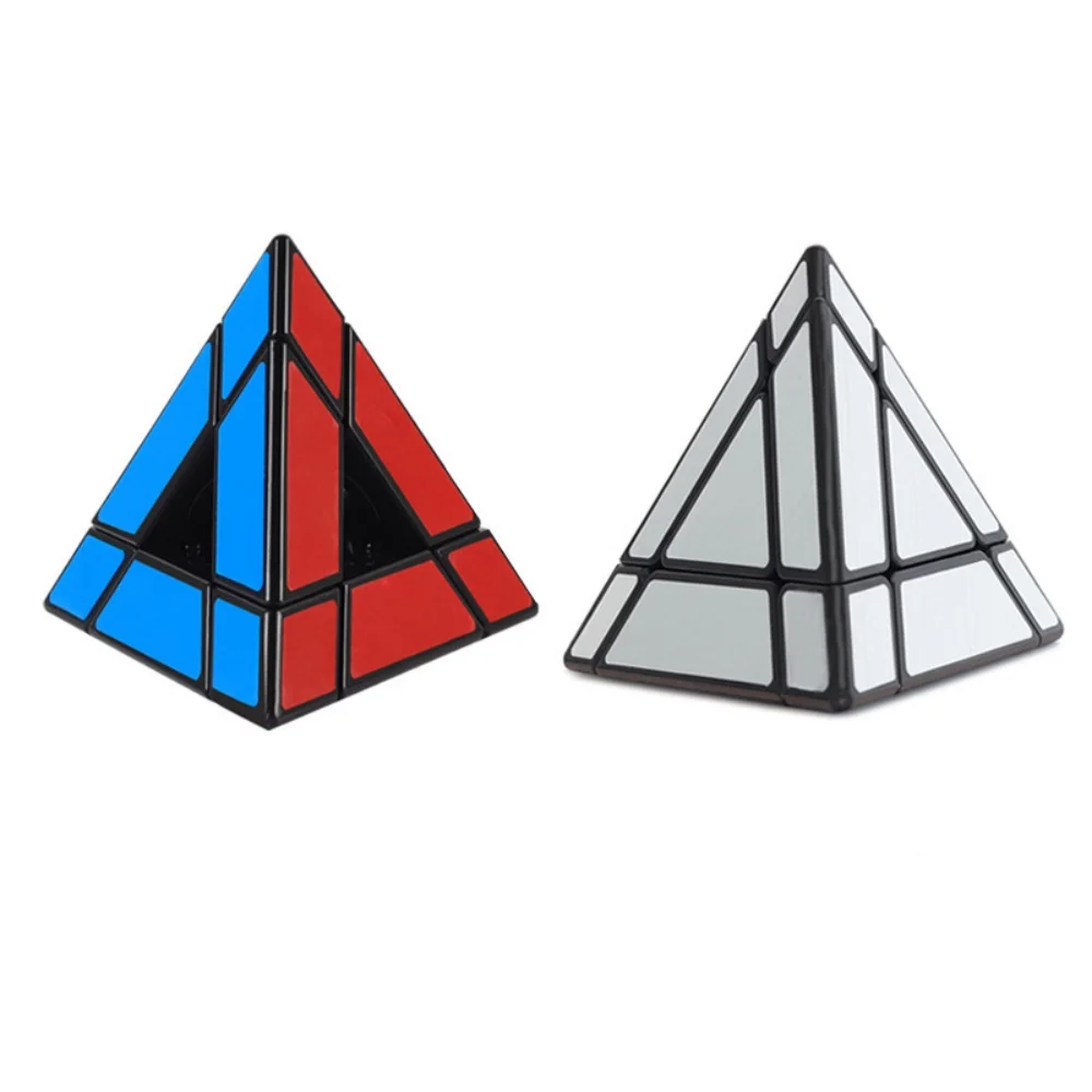 ShengShou 3x3 Mirror Pyraminx Pyramid Triangle Magic puzzle cubes Mirror Speed Puzzle Cube Black Silver/Black Red