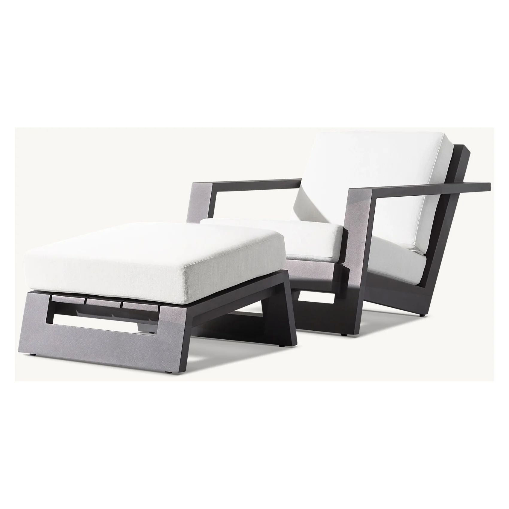 

Lounge Design Ottoman And Adirondack Sofa Chair Set Outdoor Aluminium Garden Furniture