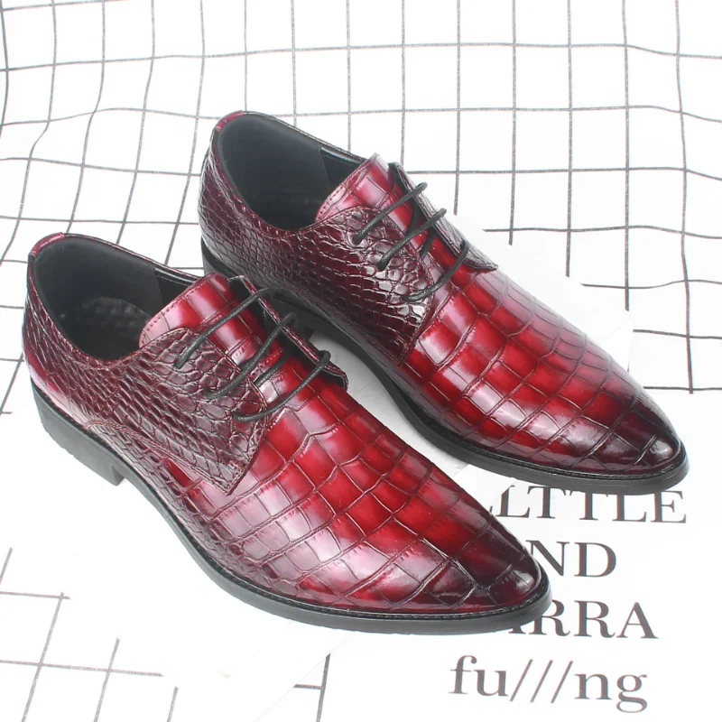 2023 New Low-top Large Size Formal Leather Shoes Business Fashion Crocodile Trend British Casual Hairstylist D5059