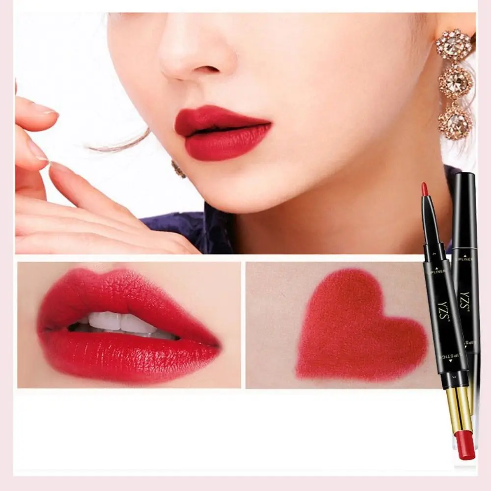 

6 Colors Double Head Lip Liner Cosmetics Waterproof 2 In 1 Lipstick Moisturize Long Lasting Velvet Lipliner Pencil Beauty
