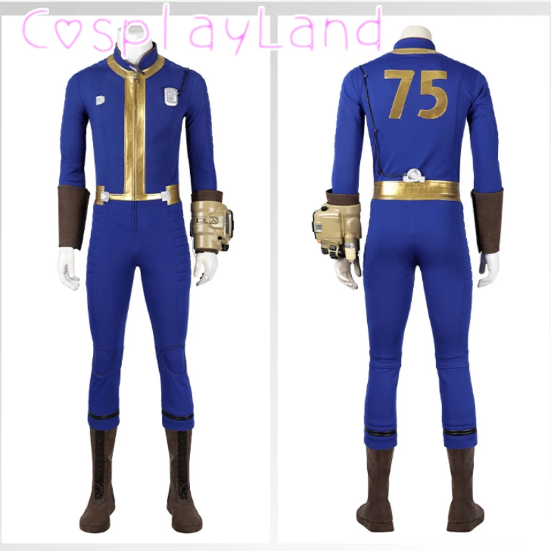 

Fall Shelter Suit Out Cosplay Sole Survivor Vault 75 Cosplay Costume Nate Outfit Full Set Men Blue Jumpsuit Uniform Comic Con