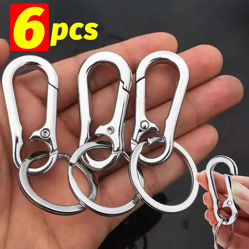 2/4/6pcs Gourd Buckle Keychains Climbing Hook Stainless Steel Car Strong Carabiner Key Chain Metal Waist Hanging Key Ring Clips