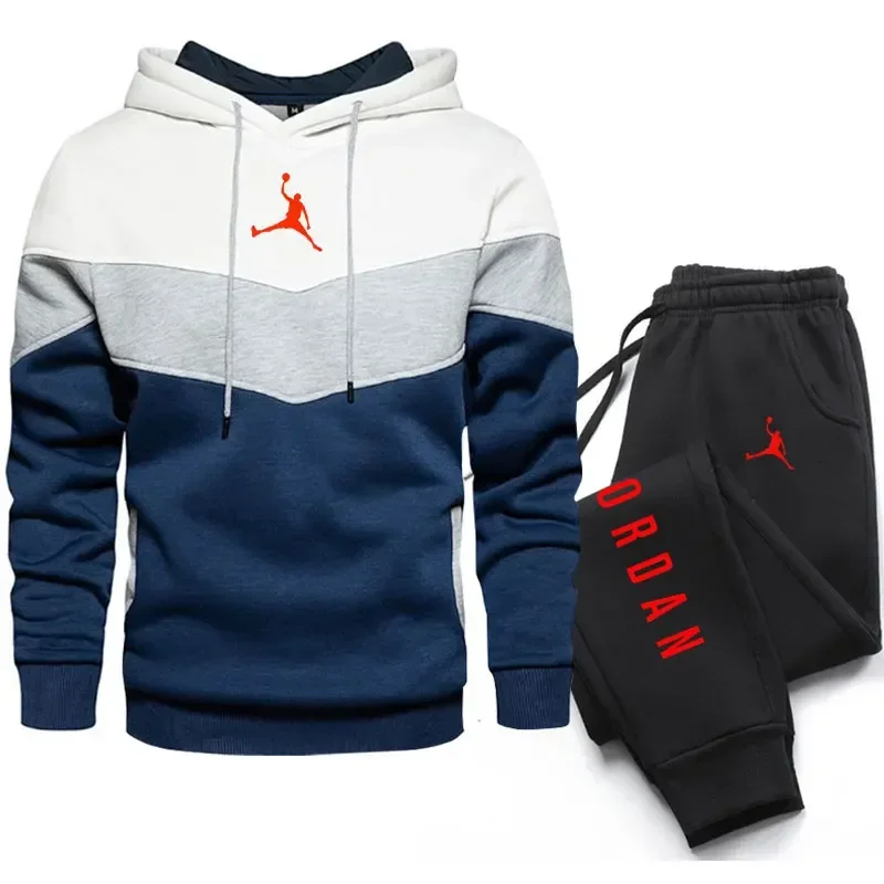 2025 New Winter Men's Clothing Men Sets Printing Hoodie Set Fleece Sweatshirt Casual Sport Sweatpants Mens Tracksuits