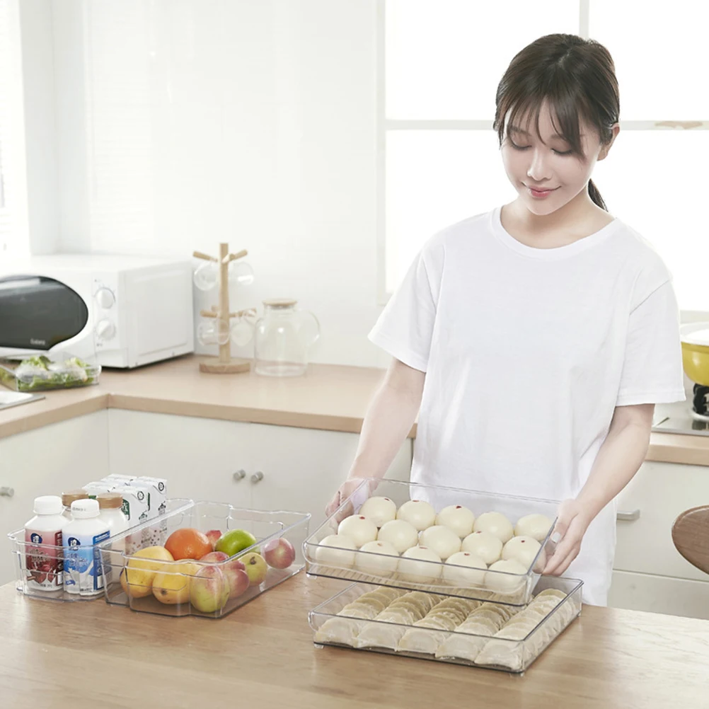 

1pc Kitchen Refrigerator Storage Box Plastic Refrigerator Container Sqaure Storage Box Crisper Preservation Box for Home (Transp