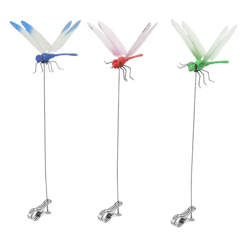 Garden Dragonfly Clips Garden Decorative Dragonfly Control Device Multifunctional Outdoor Fly Deterrents Device For Grass Gard