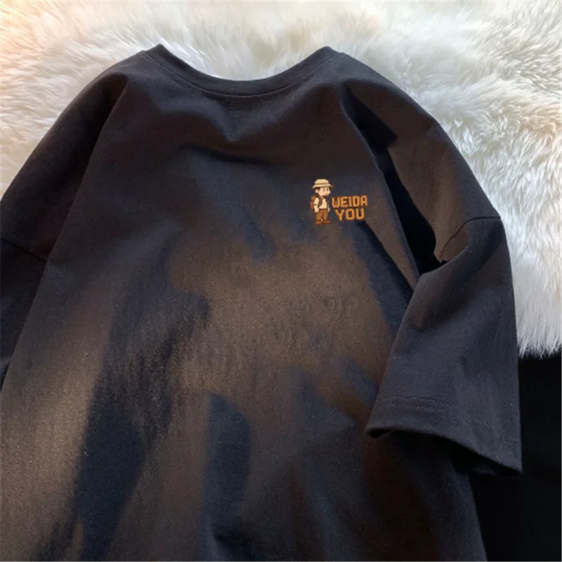 

Свободная футболка из чистого хлопка ort Sve для мужчин и женщин, летняя дышащая удобная повседневная футболка с принтом Faion