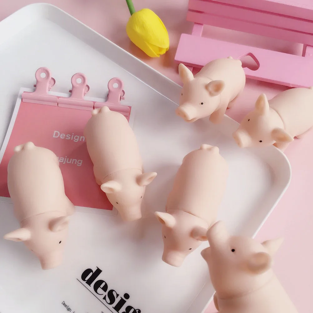 5 قطع من دمى الخنازير البلاستيكية الصغيرة القابلة للضغط لتخفيف التوتر والقلق للأطفال والكبار
