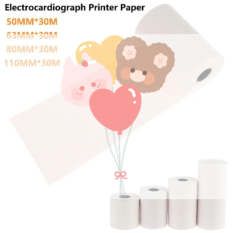 Electrocardiograph Printer Paper Thermal ECG Paper Clear Accurate Grid High Sensitivity For Hospital  Use 50/63/80/110mm
