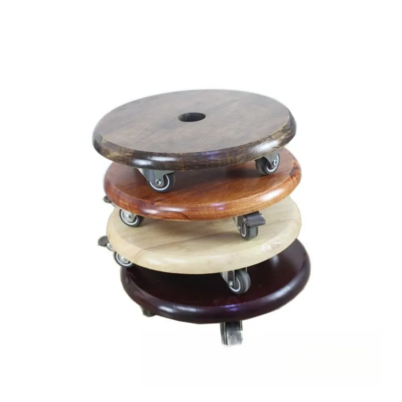 

Thickened mobile flower stand flower tray universal wheel flower pot base with roller wooden bucket soaking feet round square wo