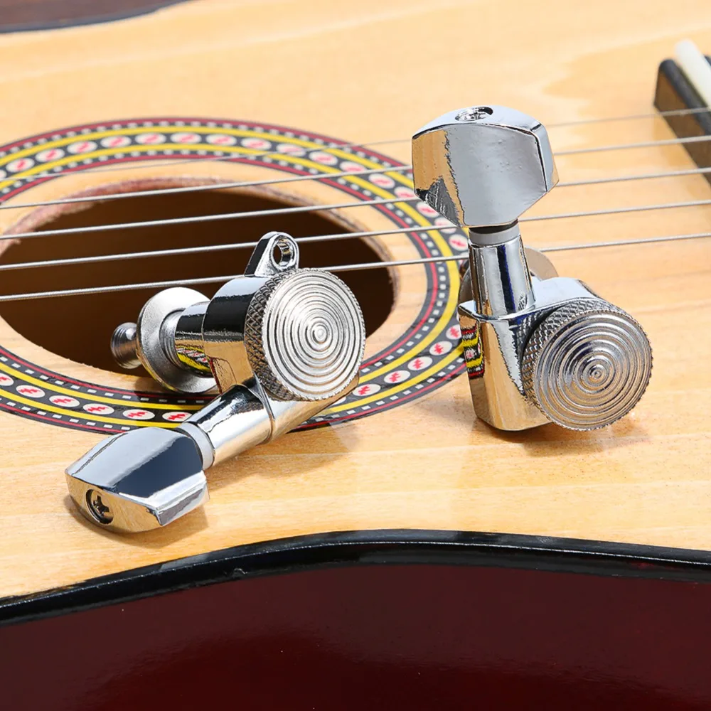 6 stks Rechts Vergrendeling Gitaar String Tuning, machine heads, zwart overbrengingsverhouding voor 6R inline, voor akoestische gitaar accessoires