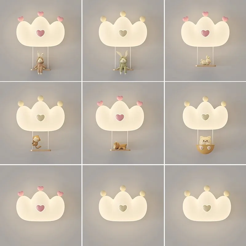 Crown Series Acrylic Wall Lamp, Simple Modern Children's Room Cartoon LED Eye Protection Full Spectrum Decor Lighting Fixture