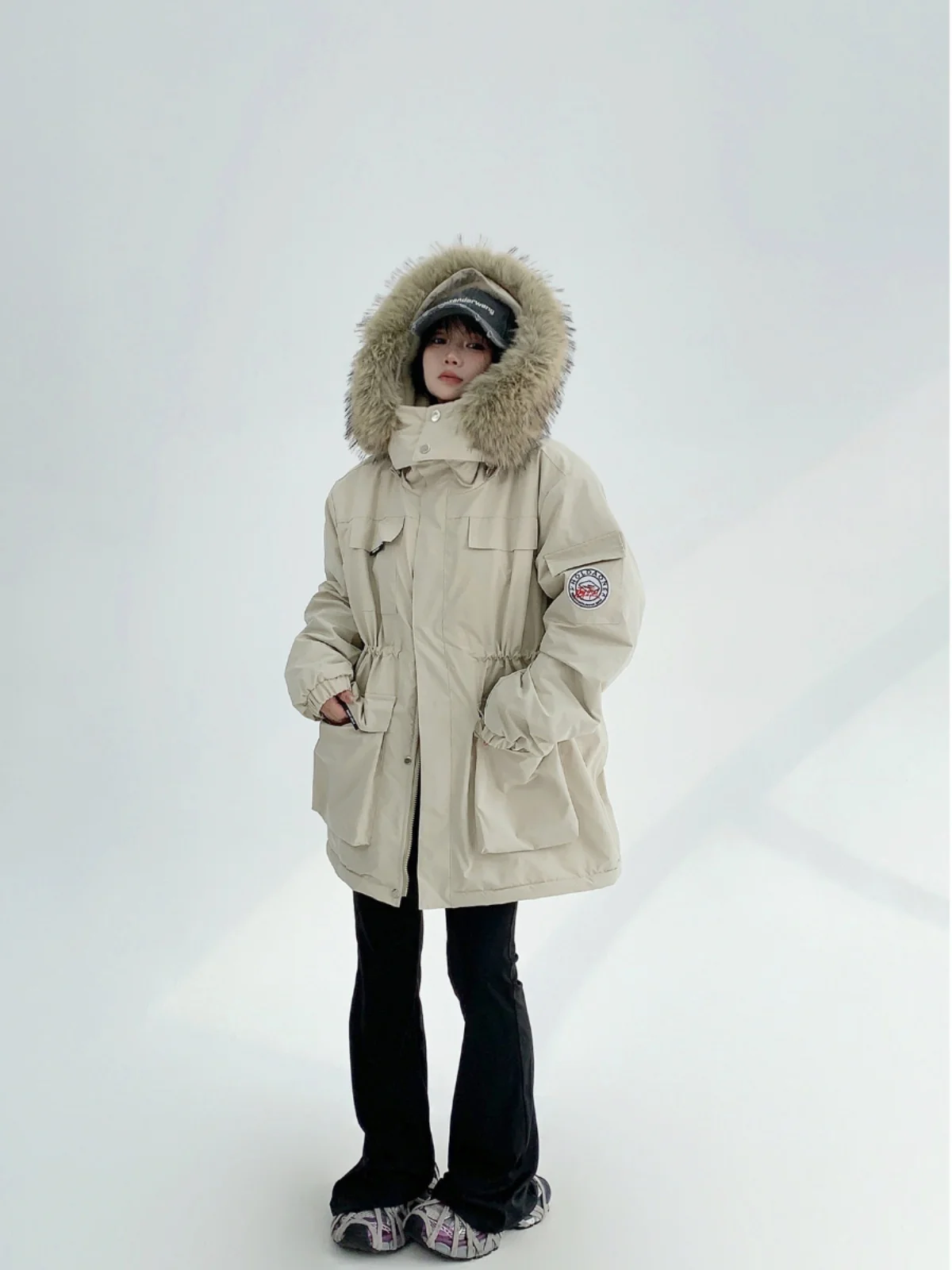 

Зимнее пальто Oisis Street Sle Thiened, женское свободное длинное хлопковое пальто с меховым воротником, теплое рабочее пальто