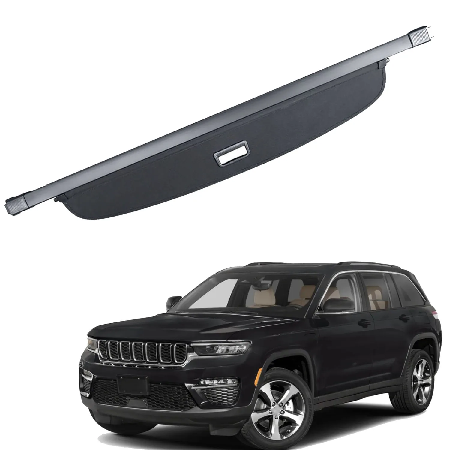 

For Jeep Grand Cherokee 2022 2023 Retractable Cargo Cover Black Rear Trunk Shade Luggage Security Cover 1Set