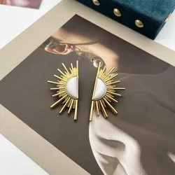 White Semicircle Symmetrical Earring Stud Spike Trendy Pendientes For Women Girls