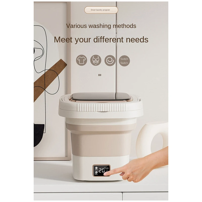 9L tragbare Waschmaschine Mini faltbare Haushaltswaschmaschine mit drehender Trockenwaschmaschine milchig weiß US-Stecker einfach zu bedienen