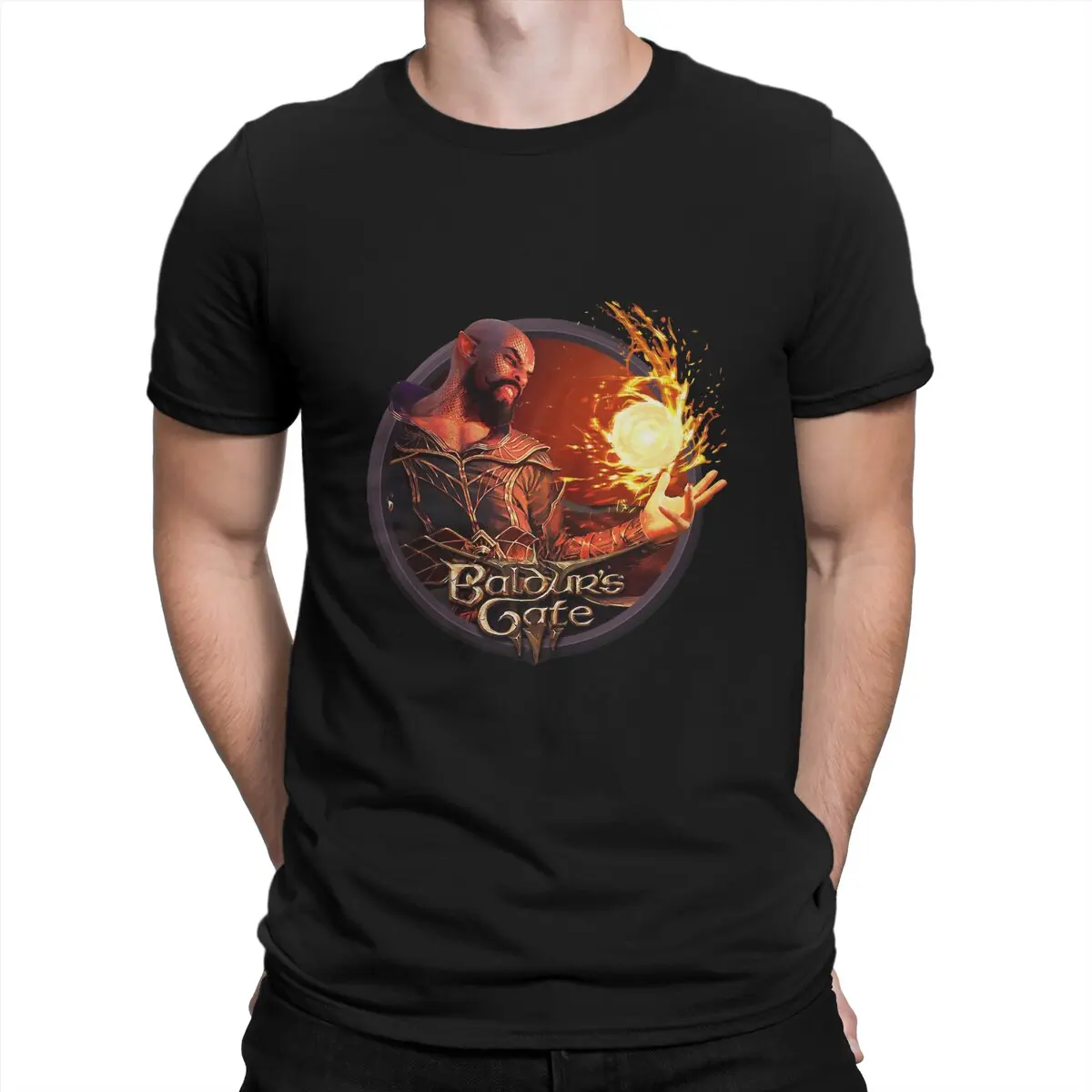 Baldurs Gate BG3 Creative TShirt for Men Games Round Collar Pure Cotton T Shirt Hip Hop Gift Clothes Streetwear