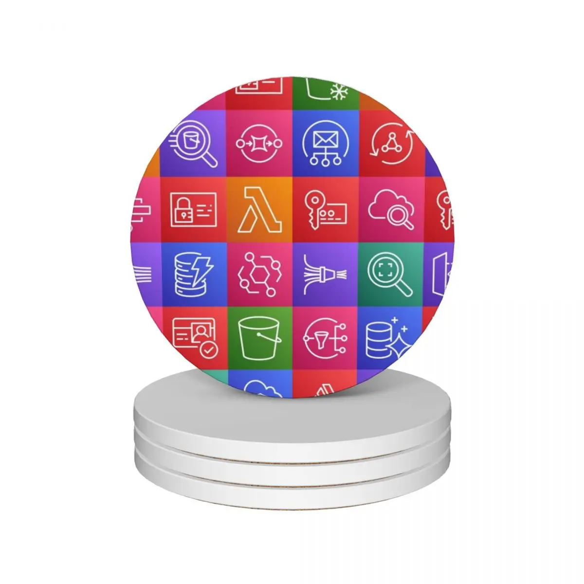 

AWS Serverless Services Ceramic Coasters (Set of 4) animal for the kitchen accessories Coasters