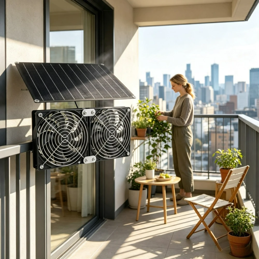 Solar Powered Dual Cooling Exhaust Fan Assembly 20W IPX7 Waterproof Low Noise High Airflow for Chicken Coop Dog House Greenhouse