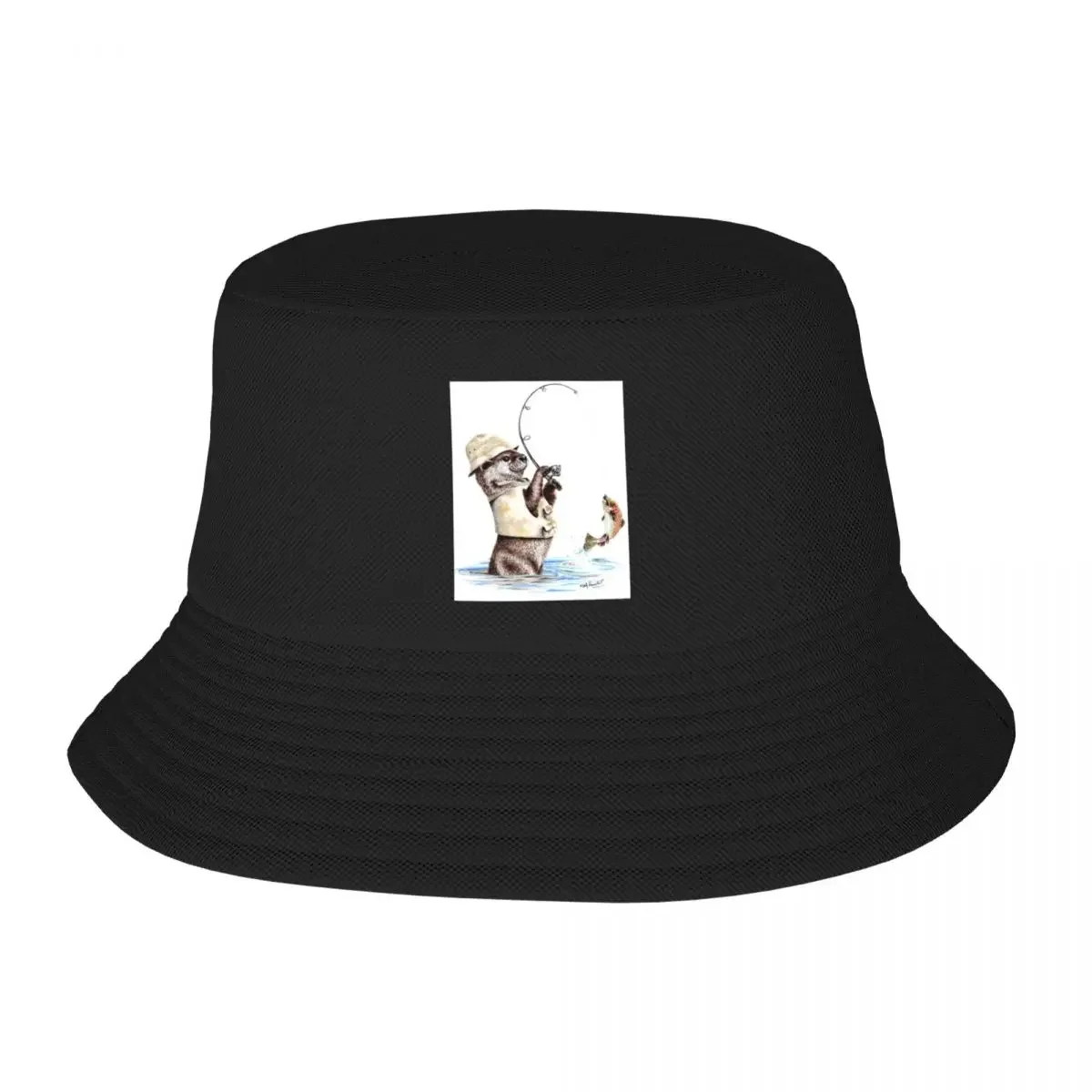 Nature's Fisherman - otter trout fishing Bucket Hat tea Hat Fashion Beach Cosplay Gentleman Hat Mens Tennis Women's