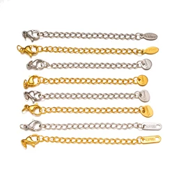 10Pcs/Lot Stainless Steel Extended Extension Chain Lobster Clasps Connector DIY Bracelet Necklaces Jewelry Making Findings