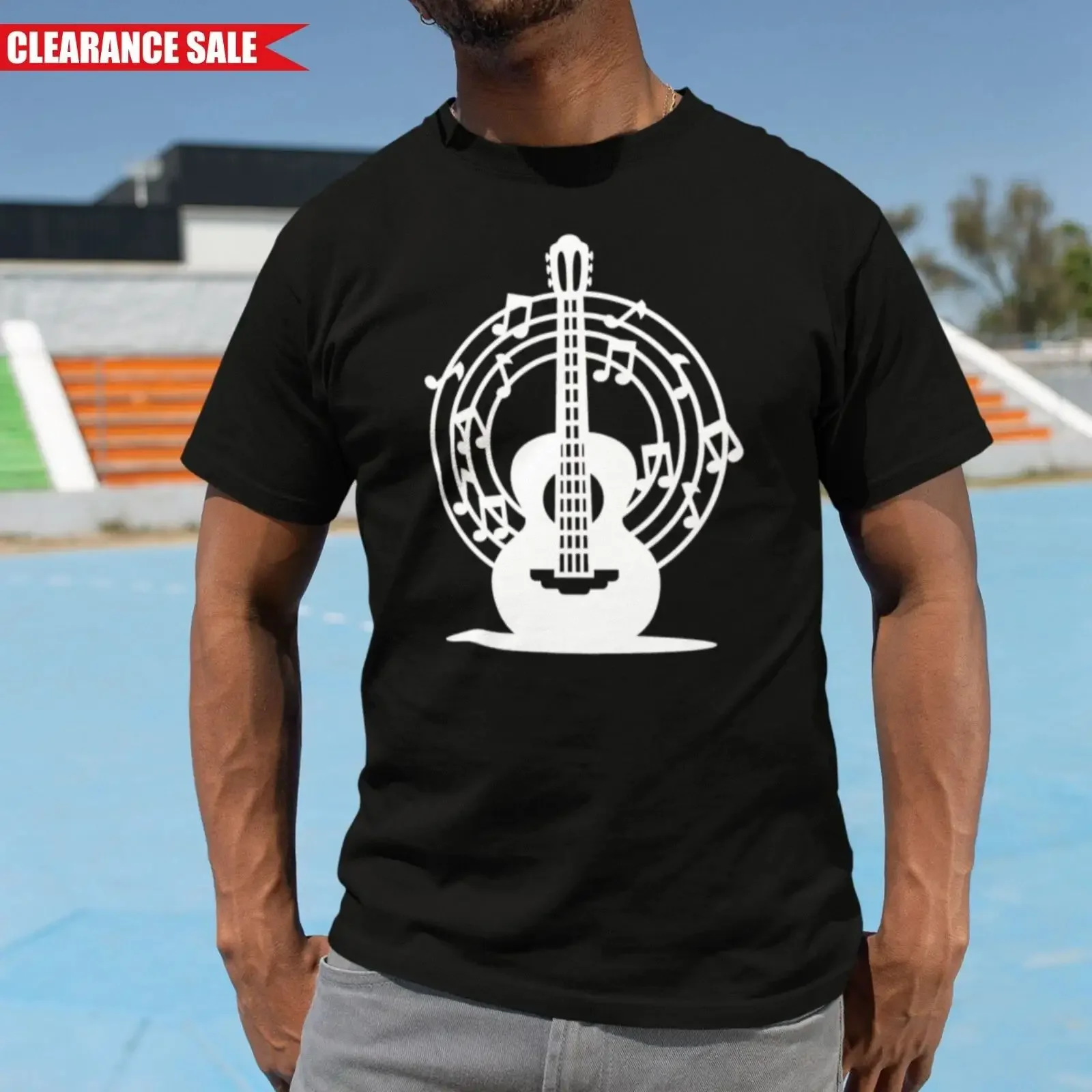 Gitarre Noten E Gitarrist Spieler Rock bedrucktes T Shirt Herren Baumwolle Oberteil vintage Washed homme Stretched fashion