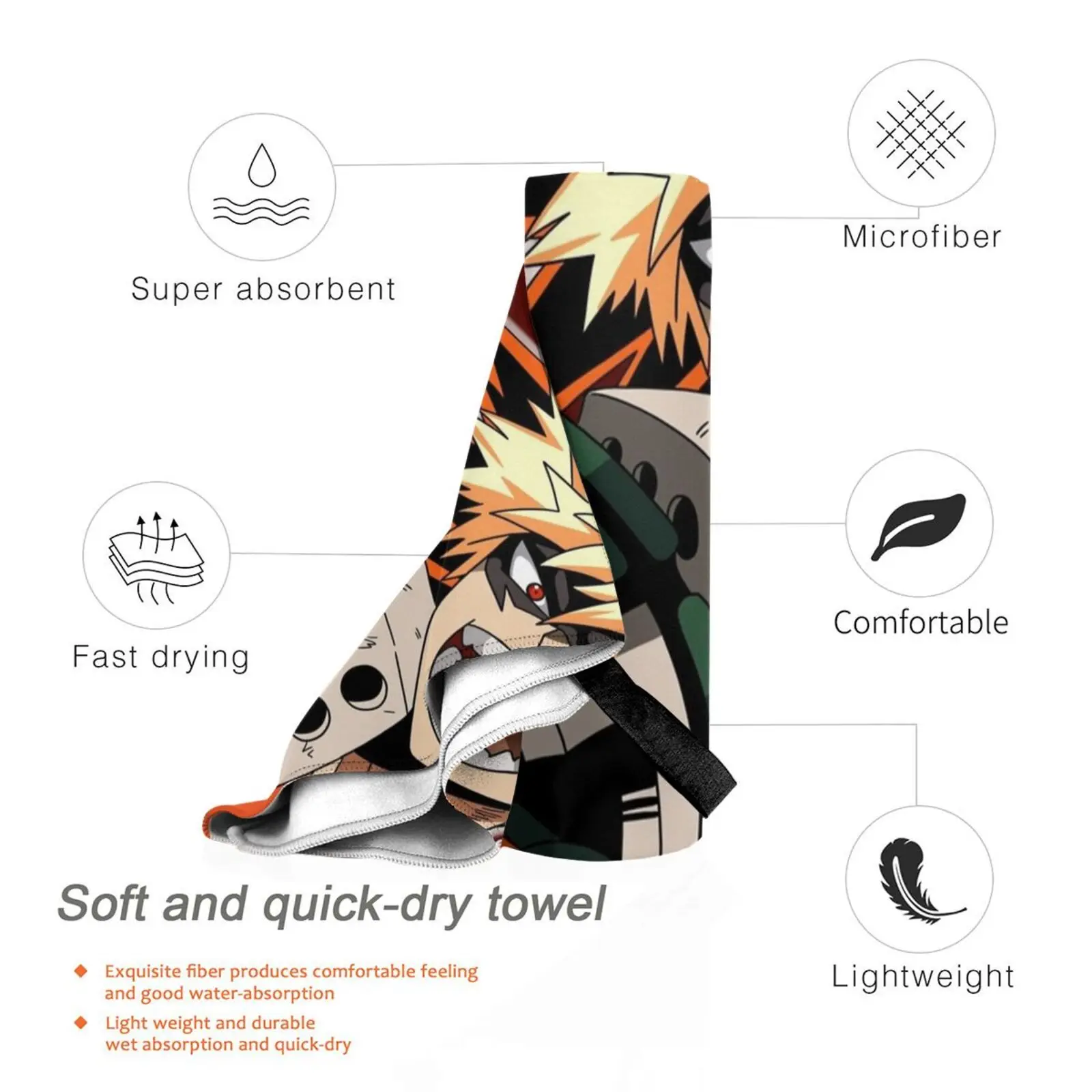 Katsuki Bakugou Toalha de banho Almofada de praia Bakugo Anime Bakugou Bokunoheroacademia