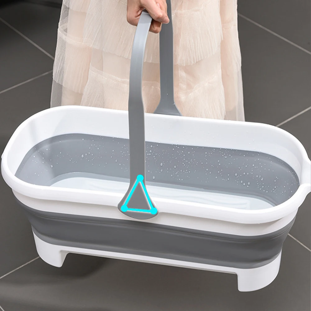 Collapsible Portable Wash Basin Dishpan With Handle Foldable Mop Bucket Fishing Pail Tools Large Capacity Barrel Space-Saving