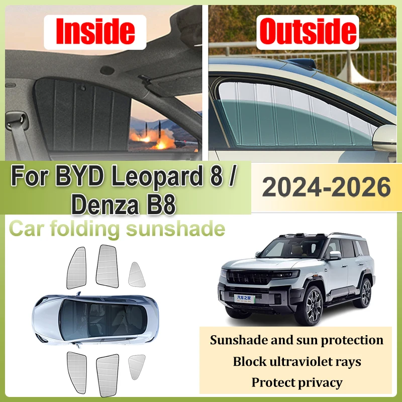 

Auto Sunshades For Denza B8 Accessories BYD leopard 8 Fangchengbao Bao 8 2024 2025 2026 Curtain Sun Shade Full Cover Sun Visors