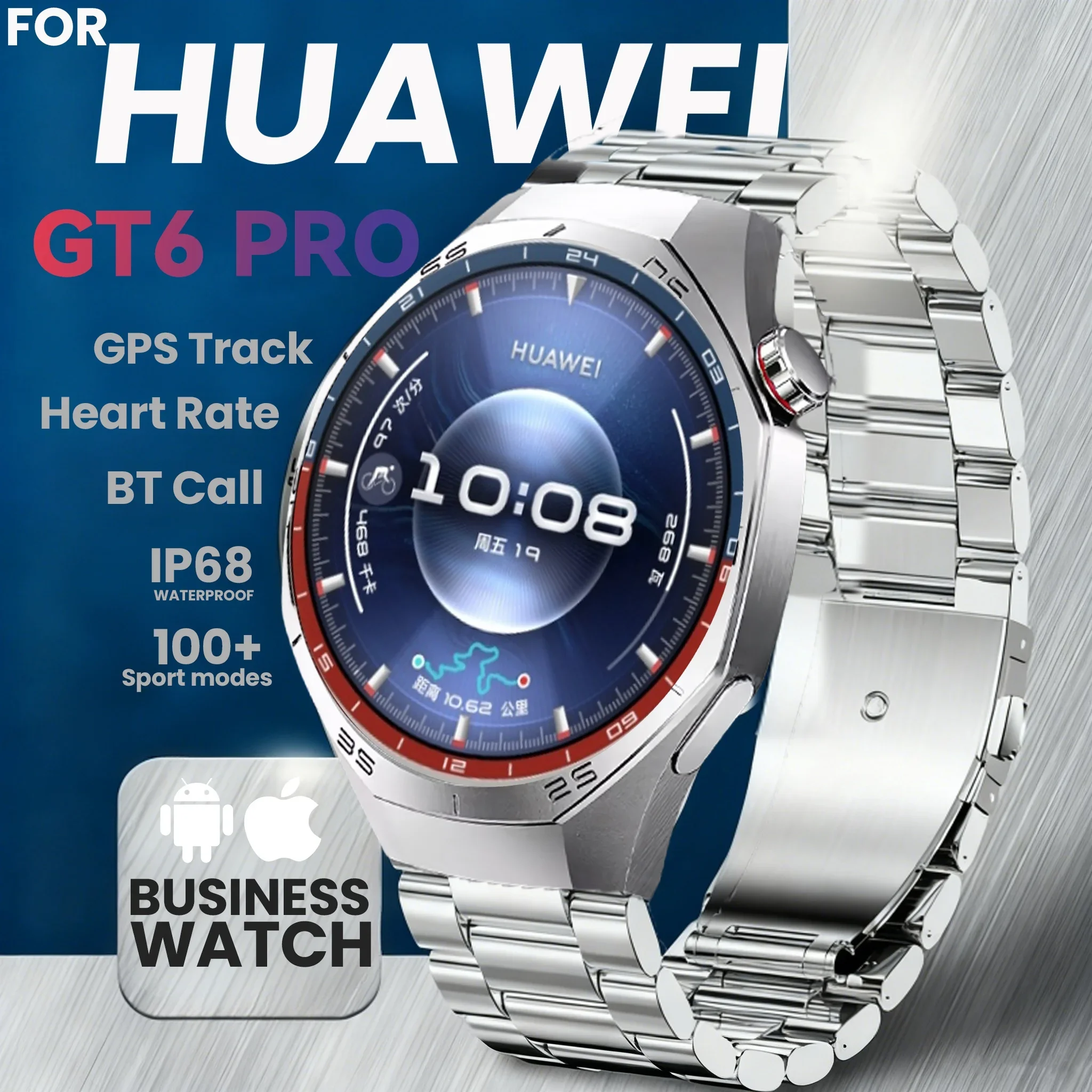 

For Huawei Watch GT5 Pro Smart Watch 1.53 Inch HD AMOLED Screen NFC GPS TrackerBluetooth Call Health Monitoring Watch Men Women