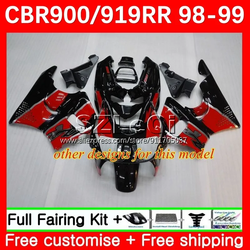 Bodywork + Decal For HONDA CBR 919RR 900 919 CC CBR919RR 46No.16 CBR900 CBR919 RR 98 99 CBR900RR 1998 1999 Castrol red Fairing