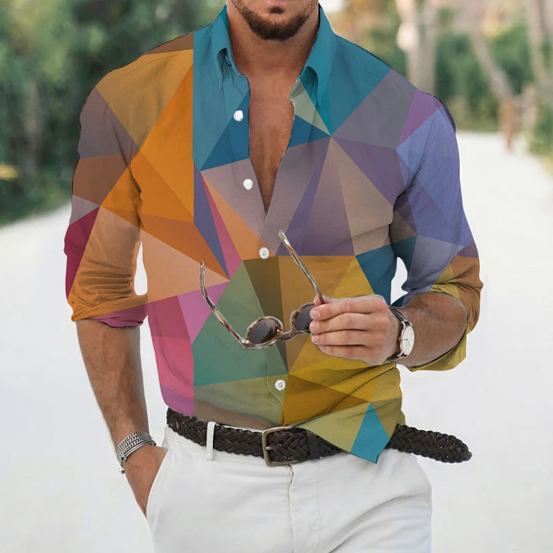 Fashion Plaid Printed Shirt For Men Clothing Autumn 2024 New Lazy Style Y2k Tops Harajuku Oversized Shirts Long Sleeve Blouses