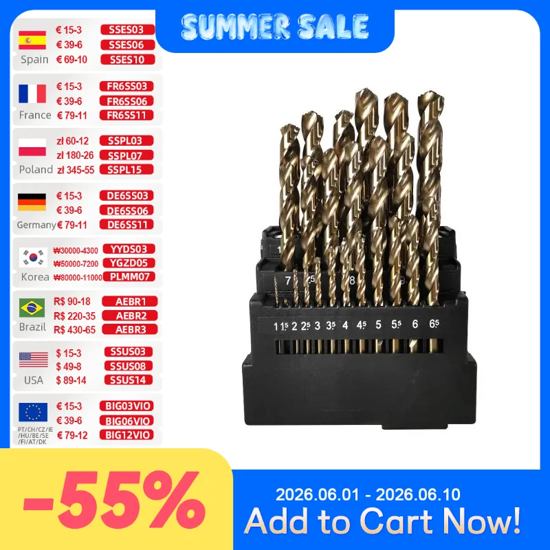 Zestaw Wiertła HSS M42 8% Kobalt