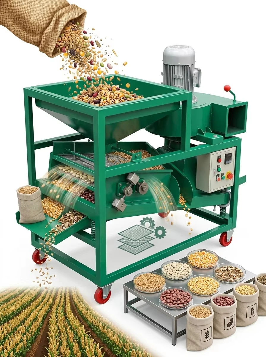 Vibrating Sieve Seed Sorter Stainless Steel Seed Cleaner for Almond Pumpkin Seed Oil Plant