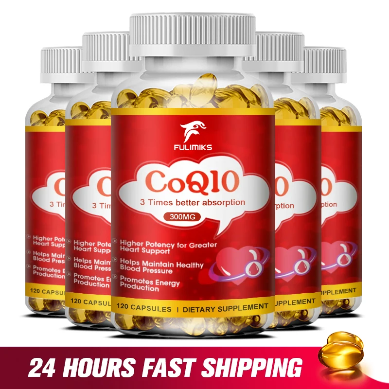 60/120PCS Coenzyme Q10 Capsules Provides Energy Vitamins Health Food Organic Ultra High Absorption COQ10 Capsules