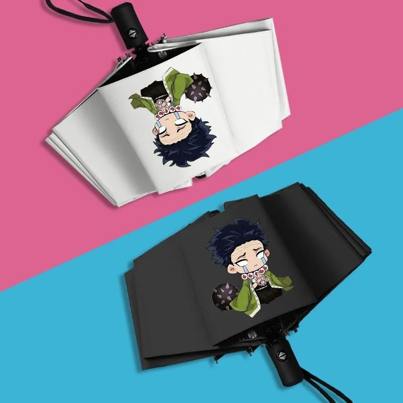 

Истребитель демонов,Черно-белый, Kimetsu no Yaiba, Demon Slayer, аниме, ветрозащитный, анти-УФ, автоматический компактный зонт от дождя для женщин и мужчин