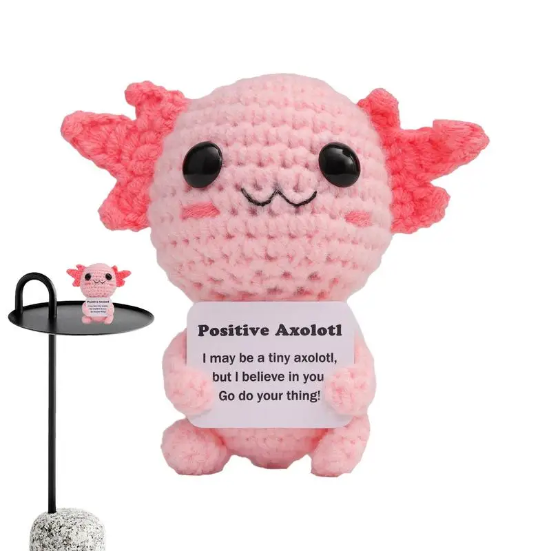 Positive Axolotl Emotional Supporting Plush Funny Knitted Inspiring Doll Knitted Inspire Inspiring Axolotl Toy Soft Cute Emotion