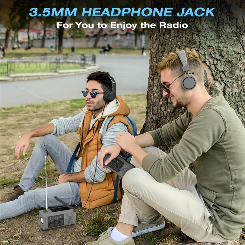 B37B-1 Piece Emergency Weather Radio, 4000Mah Weather Alert Radio ABS Solar Charging, Hand Crank & USB Charged - Gray