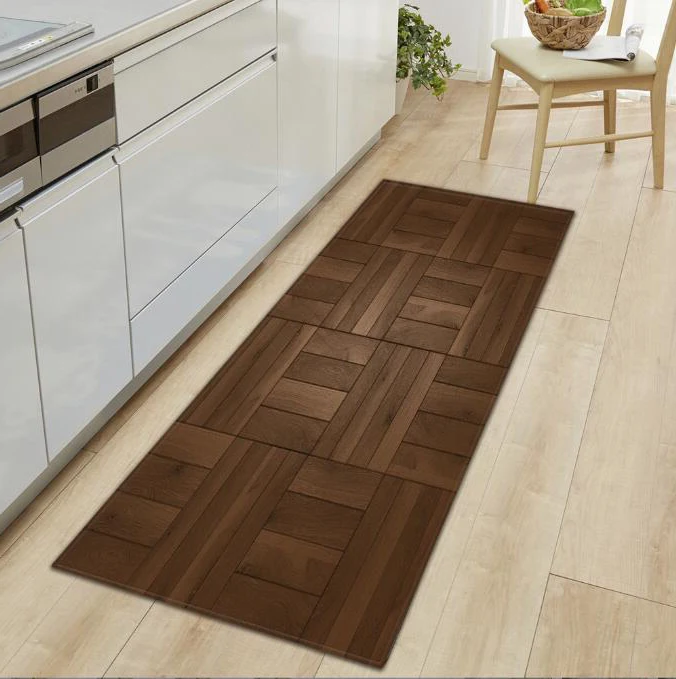 Küchenmatte, Schlafzimmer, Wohnzimmer, Teppich, Eingang, Fußmatte, Zuhause, Flur, Balkon, saugfähige Bodenmatte, Holzmuster, rutschfest, langer Teppich – Detail 2
