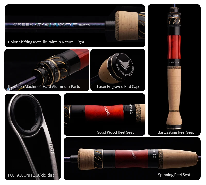 PURELURE CREEK DANCE Forellenrute BFS Fishing Casting UL Spinning Light Travel Rod Stream Ejection Rod Fuji Alconite Ring Barsch – Detail 11