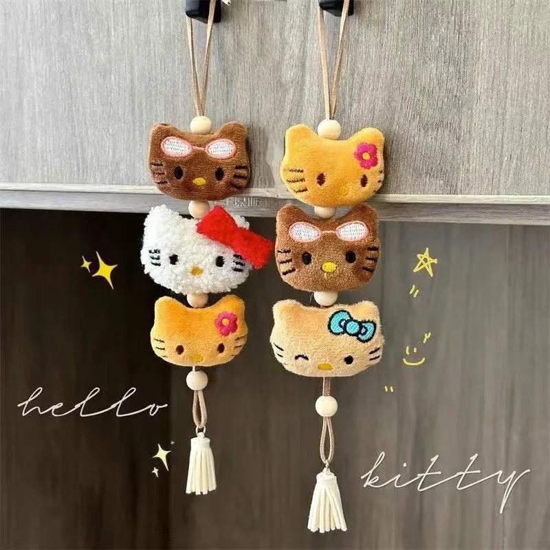 

Kawaii Hello Kitty Homemade Cute KT Doll Handmade Plush Pendant Bell Bag Hanging Clothes Mobile Phone Chain Autumn Winter Gift