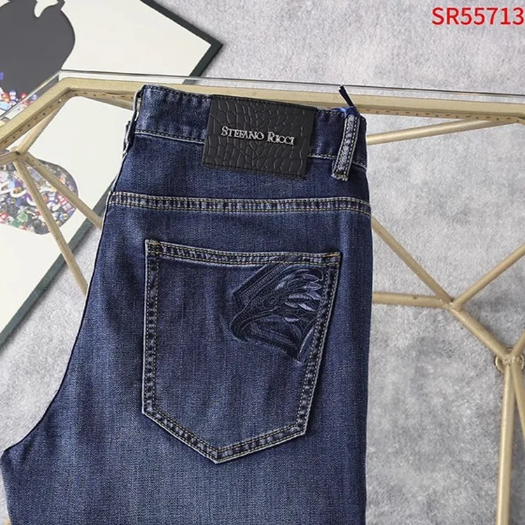 

Stefno Rci Men's Casual Jeans Mid-Low Waist Embroidered Slim Fit Four Seasons Thin New Comfortable Faion Brand