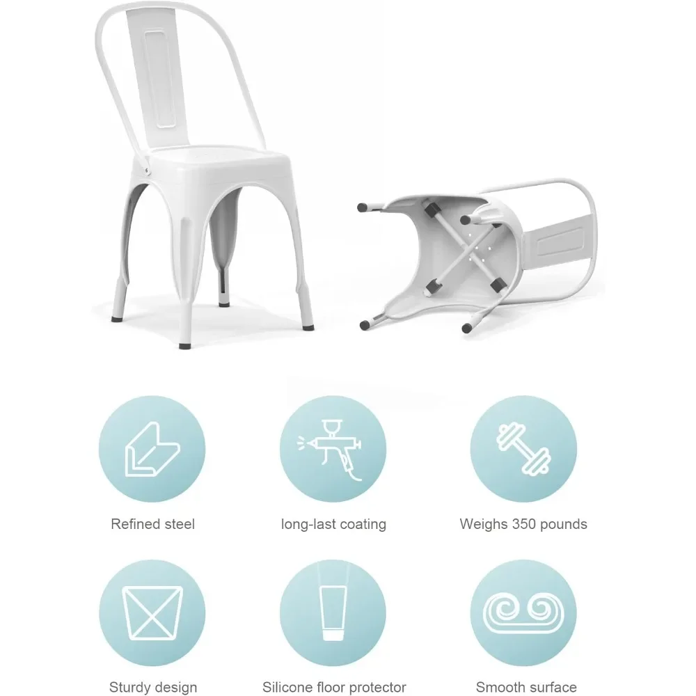 Metal Farmhouse Dining Chair – Tolix-Style for Kitchen, Café, Bistro & Patio Use, 18" Seat Height, Stackable & Water-Resistant