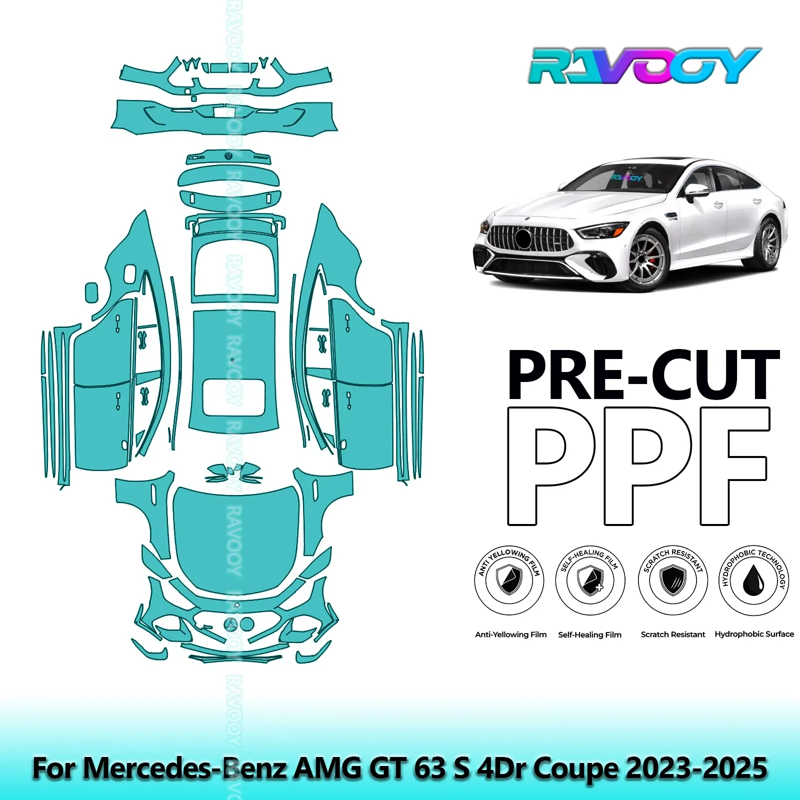 

Full Vehicle Clear Bra Precut PPF Paint Protection Film For Mercedes-Benz AMG GT 63 S 4Dr Coupe 2023-2025