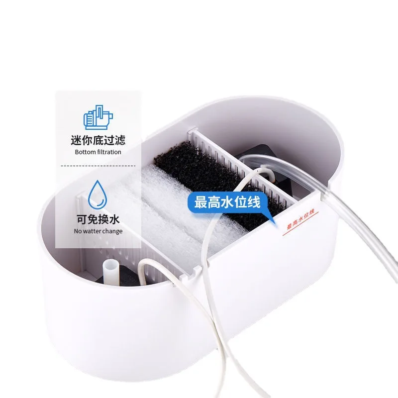 USBミニデスクトップ水槽 内蔵ウォーターポンプ/LEDライト/フィルター 自己循環式金魚水槽