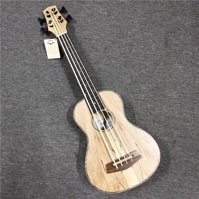 China Aiersi brand custom made U bass Ukulele Spalted Maple body Electric Bass ukelele Guitar for sale