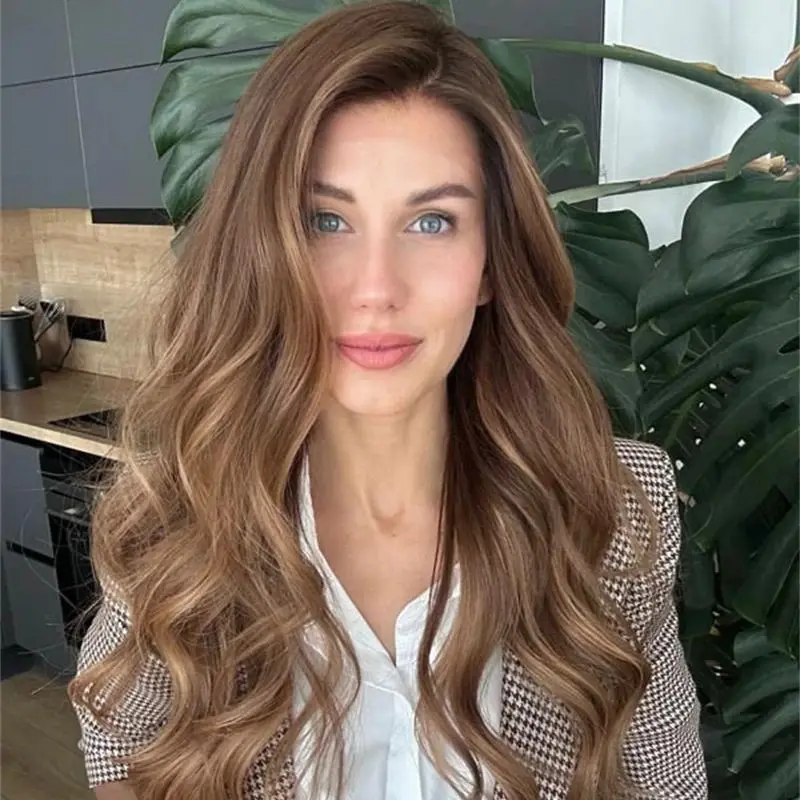 

Бесклеевой синтетический парик, готовый к ношению, омбре, теплый коричневый, блондин, мелирование HD, невидимый парик спереди, женский парик с предварительно выщипанной линией волос