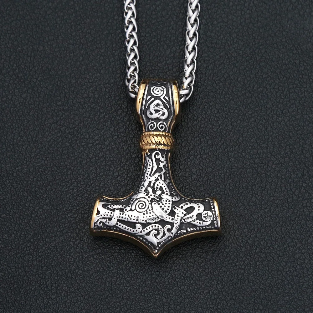 Vintage Edelstahl Viking Thors Hammer Anhänger Halskette Für Männer Nordic Keltischen Knoten Halskette Mode Schmuck Geschenk Großhandel